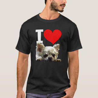 Ich liebe Chihuahua Hund Chiwawa Langhaar Hunde Li T-Shirt