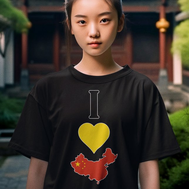 Ich Liebe China Vertikal Ich Herz chinesische Flag T-Shirt (I love China girls' t-shirt)