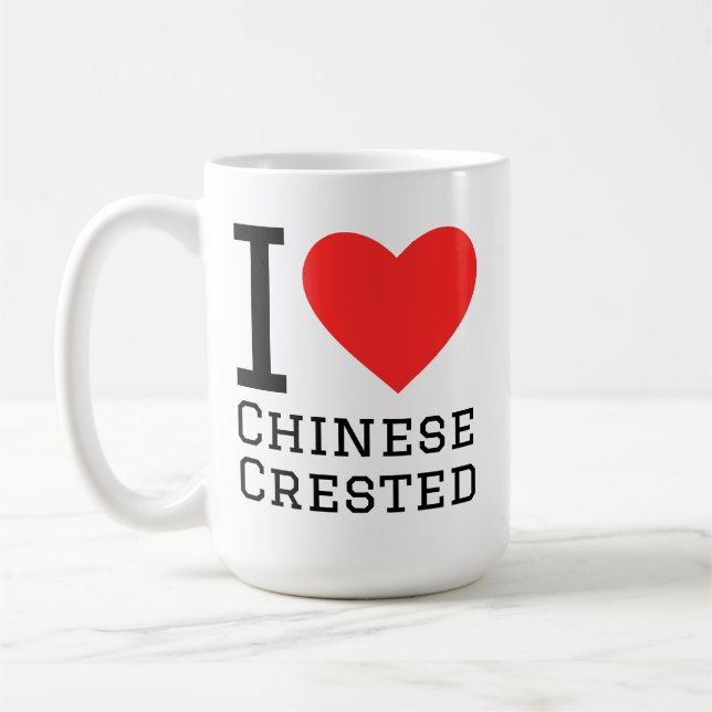 Ich liebe Chinese Crested Kaffeetasse (Links)