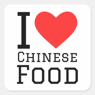 Ich Liebe chinesisches Essen Quadratischer Aufkleber