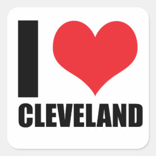 Ich liebe Cleveland Quadratischer Aufkleber