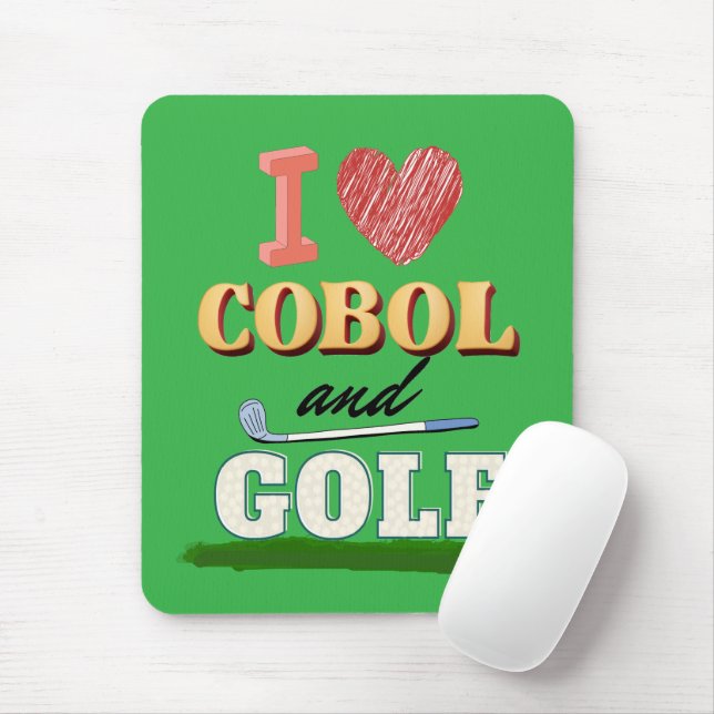 Ich liebe Cobol-Programmierung und Golf  Mousepad (Mit Mouse)