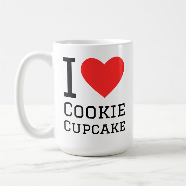 Ich liebe Cookie Cupcake Kaffeetasse (Links)