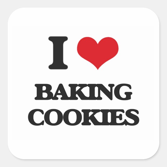 Ich Liebe Cookies backen Quadratischer Aufkleber (Vorderseite)