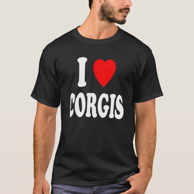 Ich liebe Corgis Hunde Welpe T-Shirt (Vorderseite)