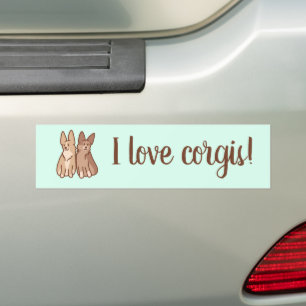 "Ich Liebe Corgis!" Zwei Niedliche Corgis Autoaufkleber