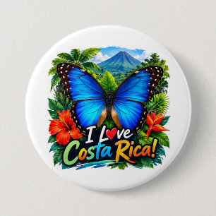 Ich liebe Costa Rica Blue Morpho Schmetterling Button