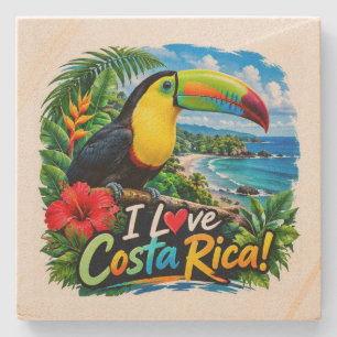 Ich liebe Costa Rica Gelbschnabeltukan Steinuntersetzer