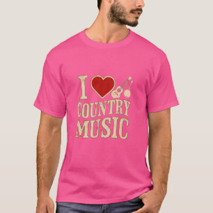 Ich liebe Country-Musik Lustiger Banjo- und Gitarr T-Shirt