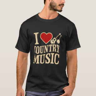 Ich liebe Countrymusik Lustiger Banjo- und Gitarre T-Shirt