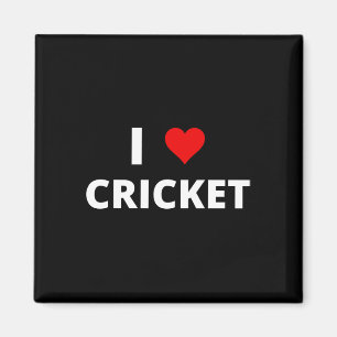 Ich liebe Cricket (mit einem roten Herzen) Magnet