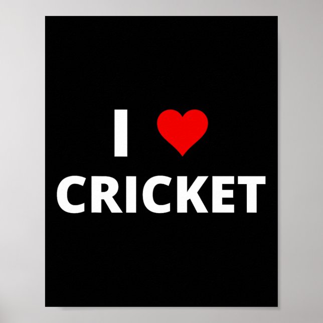 Ich liebe Cricket (mit einem roten Herzen)  Poster (Vorne)