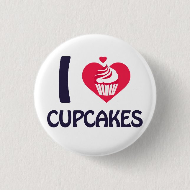 Ich liebe Cupcakes T-Shirt Button (Vorderseite)