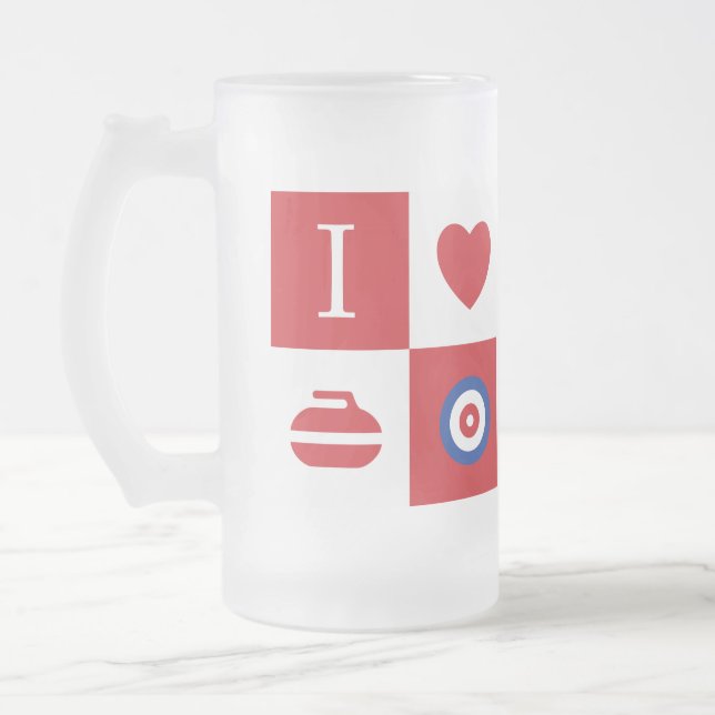 Ich Liebe Curling! Bier-Tasse Mattglas Bierglas (Links)