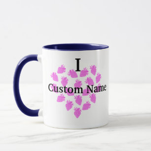 Ich Liebe "Custom" Name Valentins Erdbeerherz Tasse