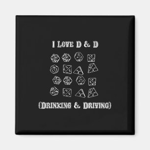 Ich liebe D und D Trinken und Autofahren Lustiger Magnet