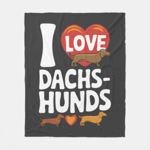 Ich liebe Dachshunde Herzliches Design für Haustie Fleecedecke