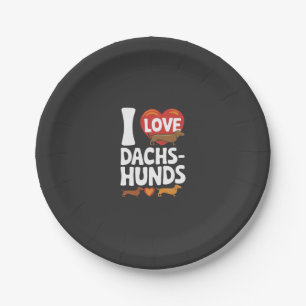 Ich liebe Dachshunde Herzliches Design für Haustie Pappteller