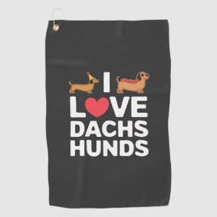 Ich liebe Dachshunde Lustige Illustration mit Cool Golfhandtuch