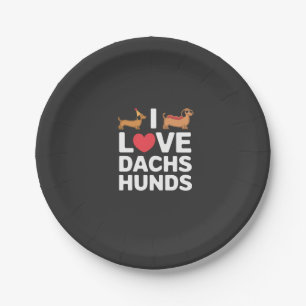 Ich liebe Dachshunde Lustige Illustration mit Cool Pappteller