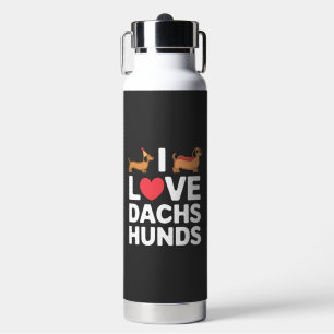 Ich liebe Dachshunde Lustige Illustration mit Cool Trinkflasche