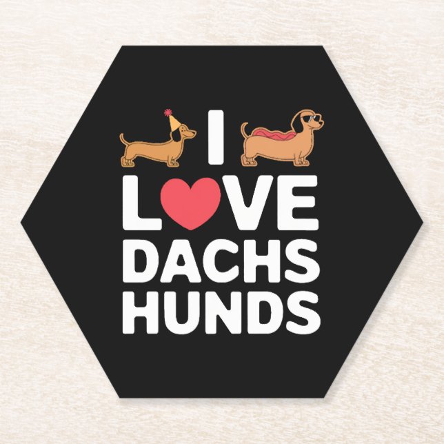 Ich liebe Dachshunde Lustige Illustration mit Cool Untersetzer (Vorderseite)