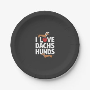 Ich liebe Dachshunde Lustiges Grafik für Hunde Lie Pappteller
