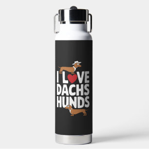 Ich liebe Dackel Lustige Grafik für Hunde Liebhabe Trinkflasche