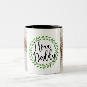 Ich liebe Daddy personalisierte Fototasse Zweifarbige Tasse
