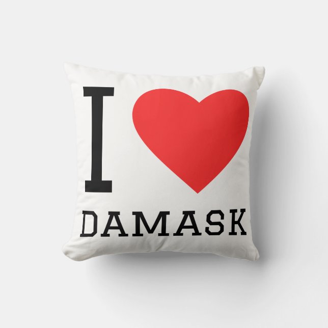 Ich liebe Damast Kissen (Vorderseite)