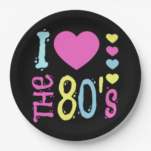 Ich liebe das 80er Disco-Kostüm Pappteller