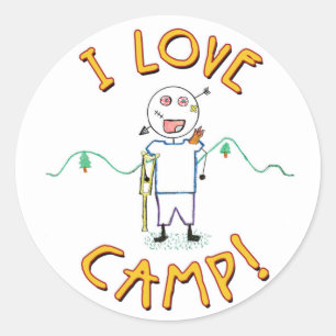 Ich liebe das Camp - Lustige Zeichnung vom Kinder- Runder Aufkleber