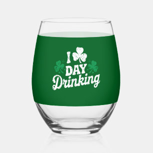 Ich liebe das Trinken am Tage, lustiger St. Patric Weinglas Ohne Stiel
