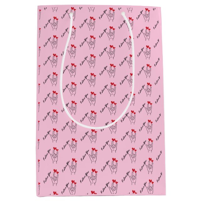 Ich Liebe, dass du die Sprache signierst - Gehörvo Mittlere Geschenktüte (Vorderseite)