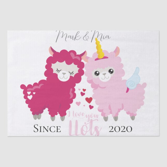 Ich Liebe, dass du Llama ein individuelles Geschen Seidenpapier (Vorderseite)