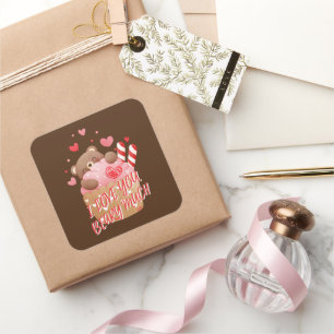 Ich LIEBE, DASS DU VIEL lustiger Valentinstag bist Quadratischer Aufkleber