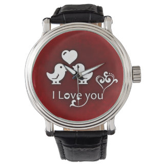 Ich Liebe, dass ihr Vögel Vintage Lederriemen sehe Armbanduhr