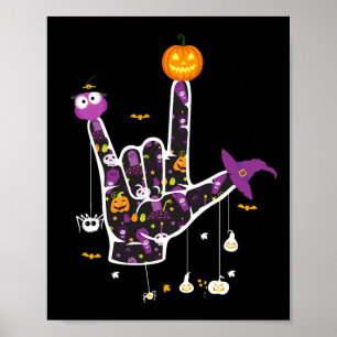 Ich Liebe, dass Sie asl Halloween Zeichensprache H Poster