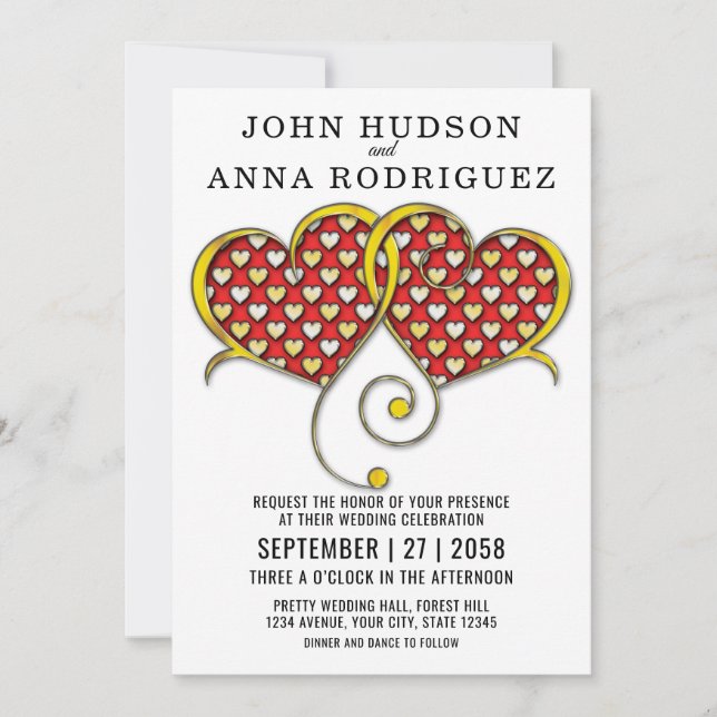 Ich Liebe, dass Sie Design mit Gold Hearts Ankündigung (Vorderseite)