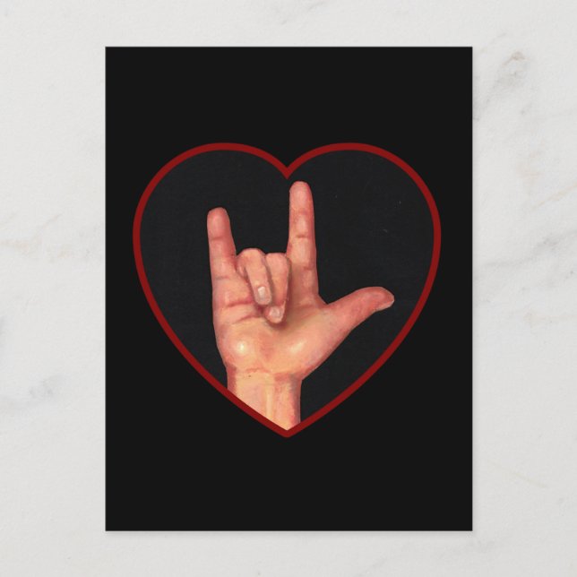 ICH LIEBE, DASS SIE DIE SPRACHE AUF SCHWARZ UNTERZ POSTKARTE (Vorderseite)