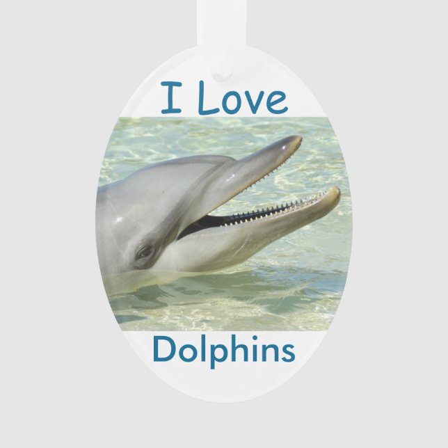 "Ich Liebe-Delphin-" Weihnachtsverzierung Ornament (Vorderseite)