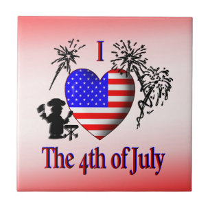 Ich liebe den 4. Juli - Süße US-Flagge Keramikflie Fliese