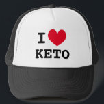 Ich liebe den LKW-Hut für Ketogener Diät-Fans Truckerkappe<br><div class="desc">Ich liebe es,  LKW-Hut für Ketogene Diätfans zu fahren. Benutzerdefiniertes Template für Ketogenese-Diätfolger. Coole Geschenkidee für Freunde,  Familie,  Koch,  kochen etc. Personalisieren Sie diese Kappe mit Ihrem eigenen Lieblingstext optional. Rotes Herz kann jede Farbe haben.</div>