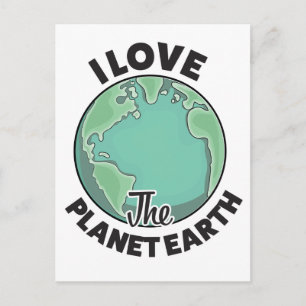 Ich liebe den Planeten Erde Feiertagspostkarte