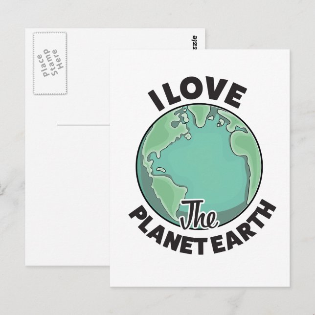 Ich Liebe den Planeten Erde Postkarte (Vorne/Hinten)