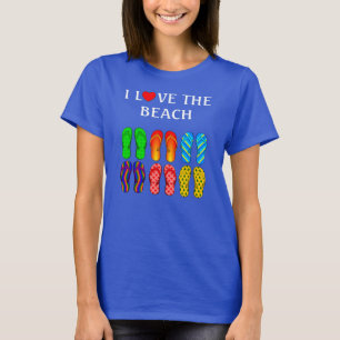 Ich Liebe den Strand, farbenfroher Flip Flops-T - T-Shirt