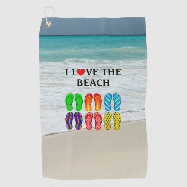 Ich liebe den Strand Golfhandtuch (Vorderseite)