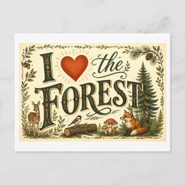 Ich liebe den Wald Postkarte (Vorderseite)