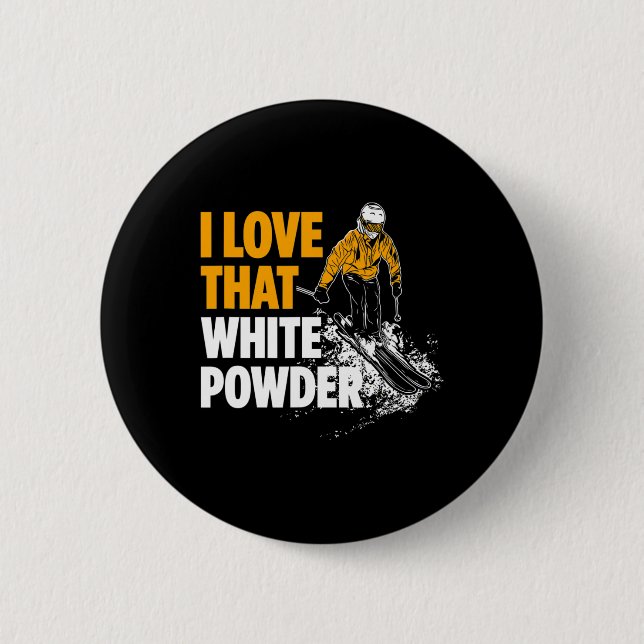 Ich Liebe, der Wintersportskifahrer von White Powd Button (Vorderseite)
