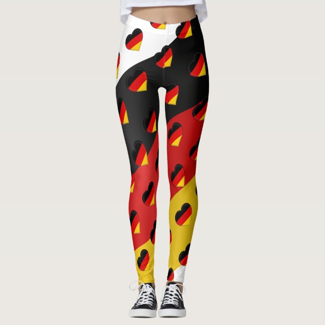 Ich Liebe Deutschland deutsche Flagge Herz Pattern Leggings (Vorderseite)